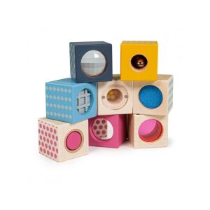 Set mit 8 Sinneswürfeln aus Holz