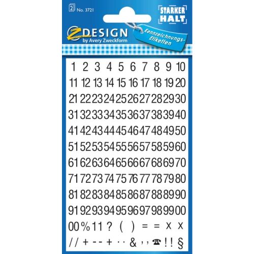Avery Zweckform 3721 Fekete színű számok fehér fólián (3721) 118282176