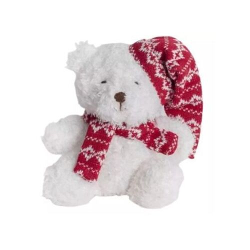 Weihnachtsteddybär Plüschtier mit roter Mütze und Schal, 13 cm