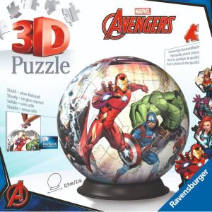 Ravensburger 3D Puzzle Marvel Avengers 72-częściowa kula, z Iron Manem, Kapitanem Ameryką i Hulkiem - Puzzle 3D