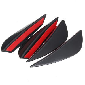 Set de 4 aripioare decorative negre cu tijă de acordare, spoiler bara de protecție auto - Bare de protecție