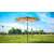 Open ZLT beige garden umbrella in a garden