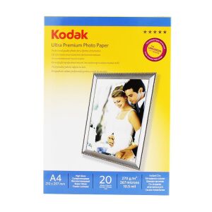 Kodak Ultra Premium Fotopapier, A4, 20 Blatt, Hochglanz, 270g/m², Soforttrocknend, für Tintenstrahldrucker - Fotopapiere