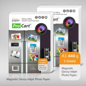 Pro Cart Magnetisches glänzendes Tintenstrahl-Fotopapier, A3, 640g, 5 Blatt - Fotopapiere