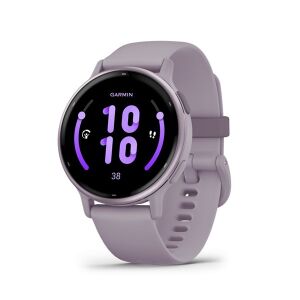 Интелигентен часовник Garmin Vívoactive 5 в цвят орхидея, с кръгъл дисплей и лилава силиконова каишка - Garmin Смарт часовници