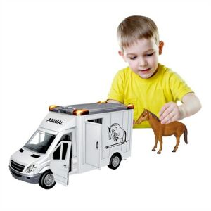 Világító és zenélő, lószállító kocsi kinyitható