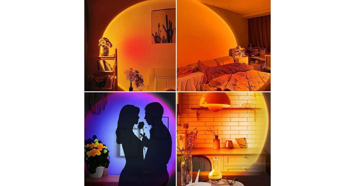 Apus de soare Proiecție cu ondulații Lumină LED Lumină de noapte Lumină pentru selfie Proiector Ambianță Curcubeu Decor acasă Dormitor Afișaj USB 16 culori 115053204