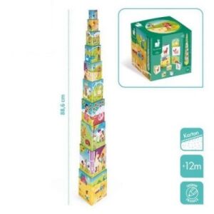 Janod Élet a tanyán építő piramis játék - Méretek és csomagolás - Janod