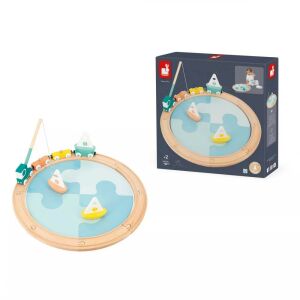 Janod Bolid Vitorlás Versenypálya szett dobozzal, fa vonattal és puzzle-val - Janod