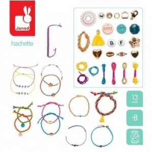 Janod Barátság Karkötő Készítő Készlet - Gyöngyöket, fonalakat és charmokat tartalmaz 13 egyedi karkötő készítéséhez. - Janod
