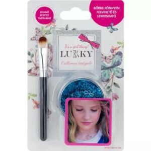 Lukky modrý trblietavý telový gél so štetcom, ľahko sa nanáša a odstraňuje - Kozmetické stolíky, make up sety, vône