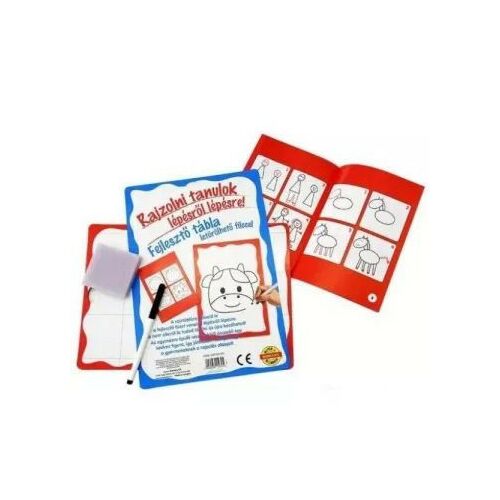 Rajzolni tanulok lépésről lépésre: fejlesztő tábla letörölhető filccel - többféle 122925101