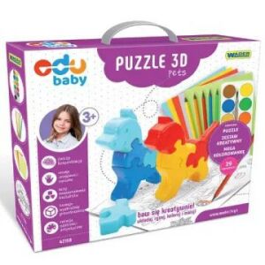 Wader Edu Baby 3D Puzzle Zvieratá - Kreatívna súprava pes a mačka - Wader
