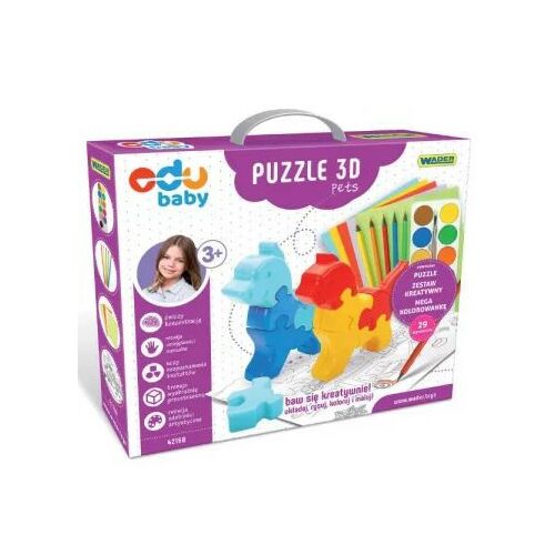 Wader Edu Baby 3D Puzzle Kućni ljubimci - Kreativni set pas i mačka