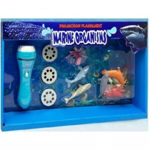 Lanternă proiector cu figurine de animale - animale marine. Jucărie educativă pentru copii. Include lanternă proiector și figurine de animale marine. - Lămpi pentru copii