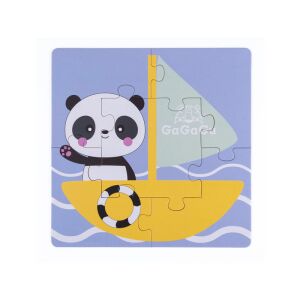 Puzzle GaGaGu Panda barcă cu pânze, puzzle din lemn pentru copii - Puzzle 3D & Puzzle cu burete