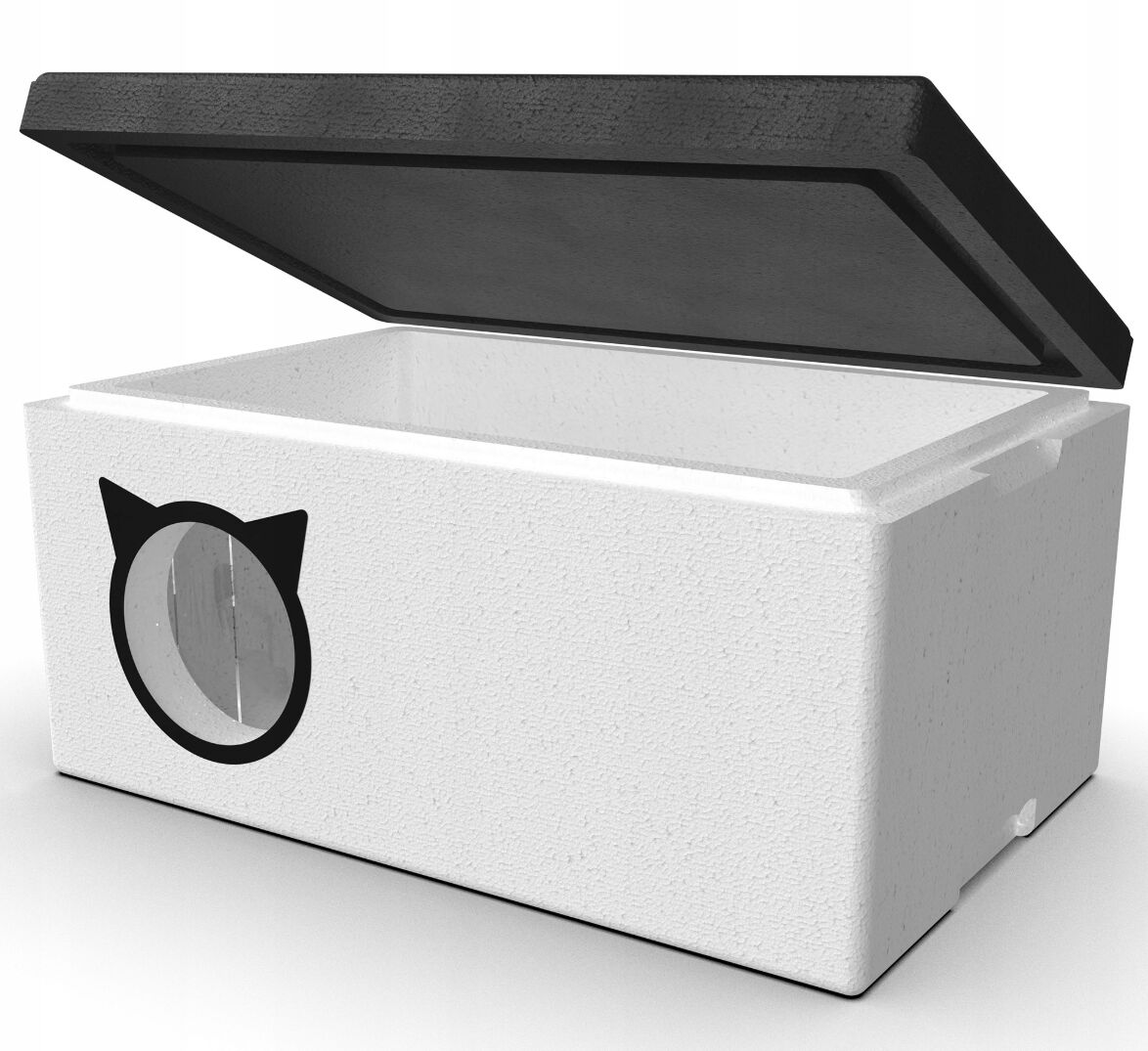 E-shop Chill Basic Izolovaný domček pre mačky s otváracou strechou - čie...