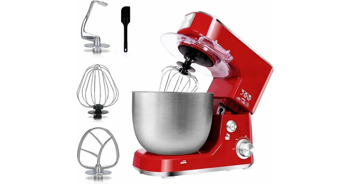 Royalty Line® PKM700 Konyhai Robotgép – 1000W, 4 literes rozsdamentes acél tál, piros