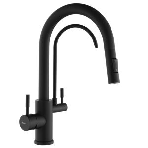 Rea Eco Fresh schwarze matte Küchenarmatur - WC-Sitze, Duschkabine, Wasserhahn, Duschtür, Badezimmerschrank, Wäschekörbe und Brausegarnitur
