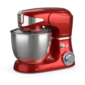 Tesla piros álló mixer rozsdamentes acél tálal - Tesla