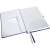 Leitz Style A5 hardback notebook, titanium blue, gridded, 80 pages, open, showing interior pocket and pen holder