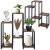 Springos Black and Brown Metal and Wood Plant Stand with Plants and Decorations
