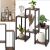 Springos Black and Brown Metal and Wood Plant Stand with Plants and Decorations in room setting