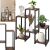 Springos Black and Brown Metal and Wood Plant Stand with Plants and Decorations in room setting