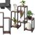 Springos Black and Brown Metal and Wood Plant Stand with Plants and Decorations, close-up of leg