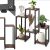 Springos Black and Brown Metal and Wood Plant Stand with Plants and Decorations, close-up of leg