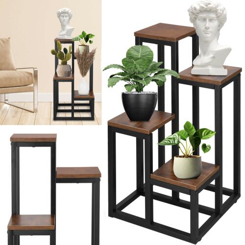 Collage of Springos 4-Tier Plant Stand with Plants and Decorations