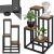 Springos 4-Tier Plant Stand with Black Metal Frame and Brown Wood Shelves