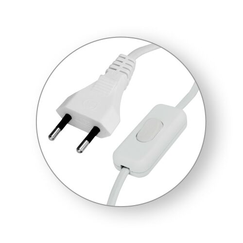 Commel Csatlakozó kábel kapcsolóval lámpákhoz 2,5 A 250 V ~, Fehér 2x075 / 2m 115196484