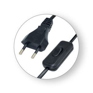 Commel Anschlusskabel mit Schalter für Lampen 2,5 A 250 V~ Schwarz 2x075/2m 115196485 - DC-Kabel