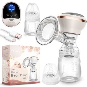 Nukido 3-Phasen Elektrische Milchpumpe - Beige, komplettes Set mit Flasche, Steuereinheit und Verpackung - Babys & Toddler