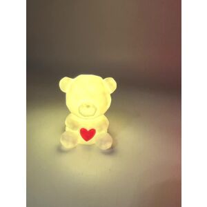 Fehér Szives maci LED éjszakai fény piros szívvel - Ajándék ötlet Valentin-napra