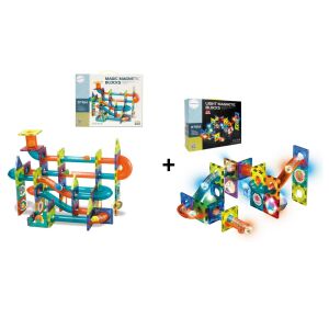 Nagy készlet Mágneses építőkészlet labdapálya 96 részes + Mágneses világító építőkészlet labdapálya 49 részes 115221532 - Golyópálya