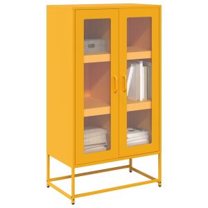 vidaXL Highboard Mustársárga 68x39x123 cm Acél 115255880 - Nappali bútor