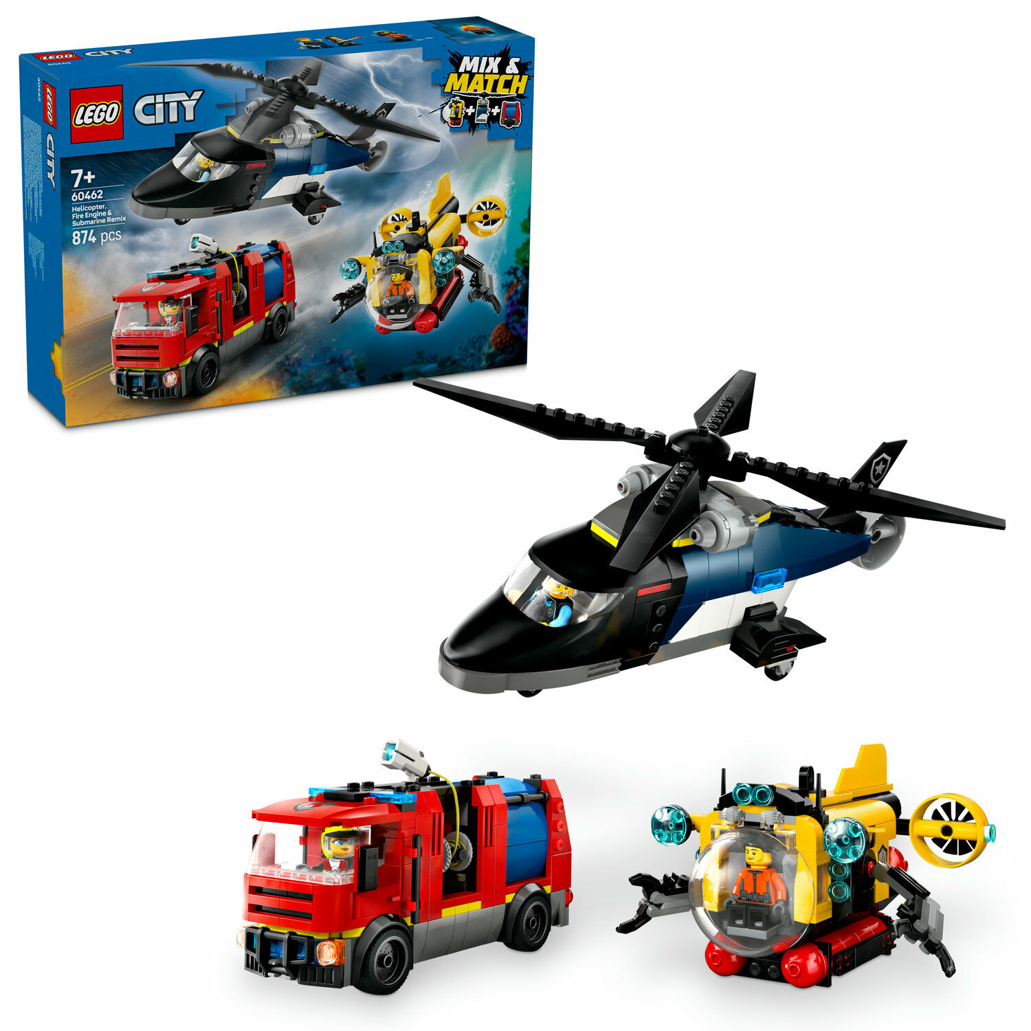 E-shop LEGO® City Remix: Helikoptéra, hasičské auto a ponorka 60462