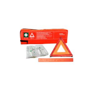 Set de trusă de prim ajutor și triunghi de avertizare, standard DIN 13164, marcare europeană, triunghi reflectorizant + geantă portocalie - Cutie de prim ajutor