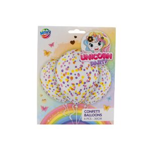 Moxy Einhorn Konfetti Luftballons, 30cm, 6 Stück, Partydekoration - Luftballons