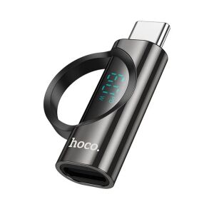 HOCO UA32A Lightning - Type-C adapter LED kijelzővel - Fekete - Adatkábel