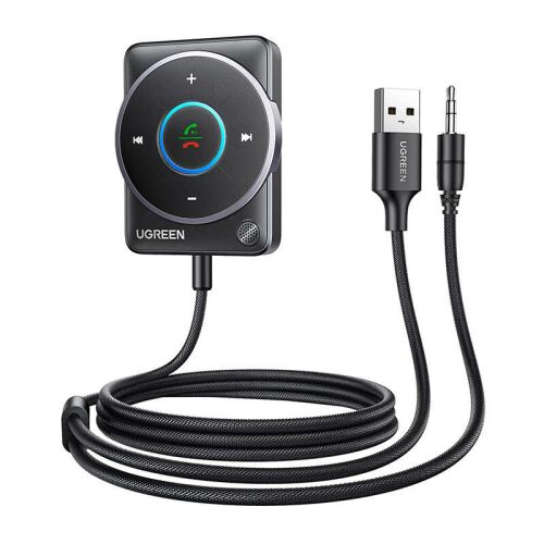 Ugreen CM723 Bluetooth 5.4 adapter beépített mikrofonnal, USB és 3,5 mm-es jack, fekete
