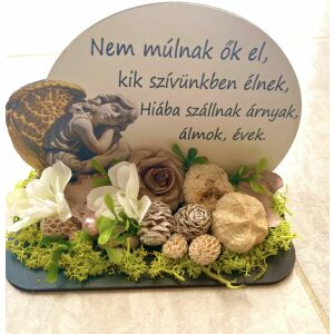 Kegyeleti dísz angyallal és 'Nem múlnak ők el' felirattal - Kegyeleti dekoráció