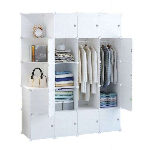 Moduláris Szekrény Összecsukható, XXL polcok rúd, fehér