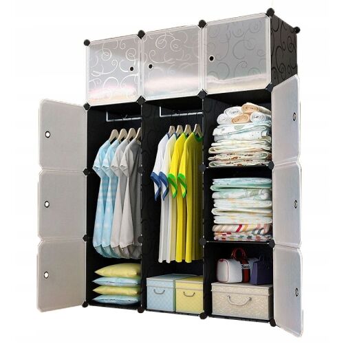Fodym Modularer Kleiderschrank Organizer mit Kleiderstangen und Regalen