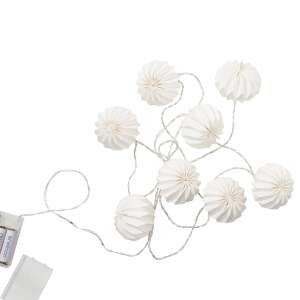 HANAMI LED égősor 8 fehér papír gömbbel, elemes - Nonbrand Fényfüzér