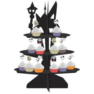 Suport pentru brioșe Nightmare Before Christmas, suport pentru cupcake cu 3 niveluri pentru petrecere de Halloween sau de Crăciun - Servirea