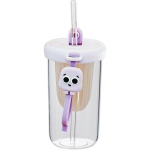 Silikonbecher, mit Deckel und Strohhalm, für Kinder, Flippy, sturzsicher, Fach für Obst/Tee/Eis, hochtemperaturbeständig, 500 ml, Lila, 14,5 x 8,8 x 20 cm 115434204 - Gläser