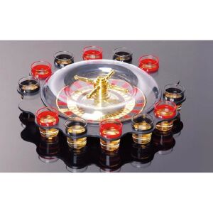 KeepHome Rulett ivó játék 16 shot pohárral, 30 x 30 x 5.5 cm, 2-es modell, piros/fekete - Felnőtt társasjáték